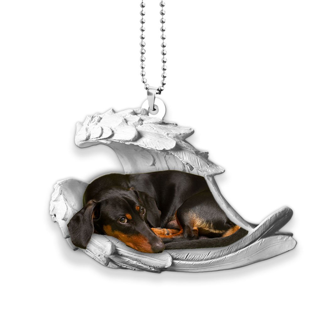 Ornaments- Dachshund- Sleeping Angel-Two Sided Ornament, Dog Ornaments, Car Ornament - Best gifts your whole family