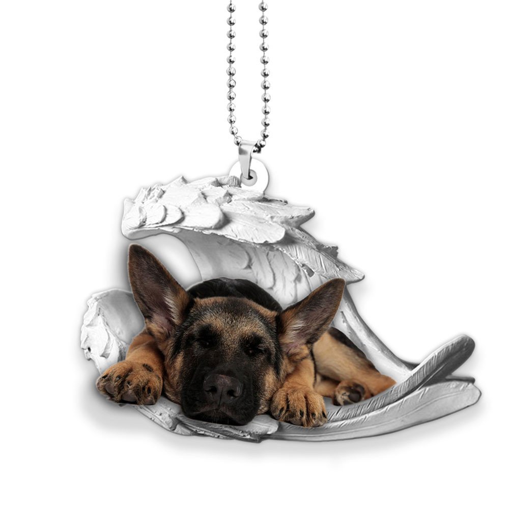 Ornaments- German Shepherd- Sleeping Angel-Two Sided Ornament, Dog Ornaments, Car Ornament - Best gifts your whole family
