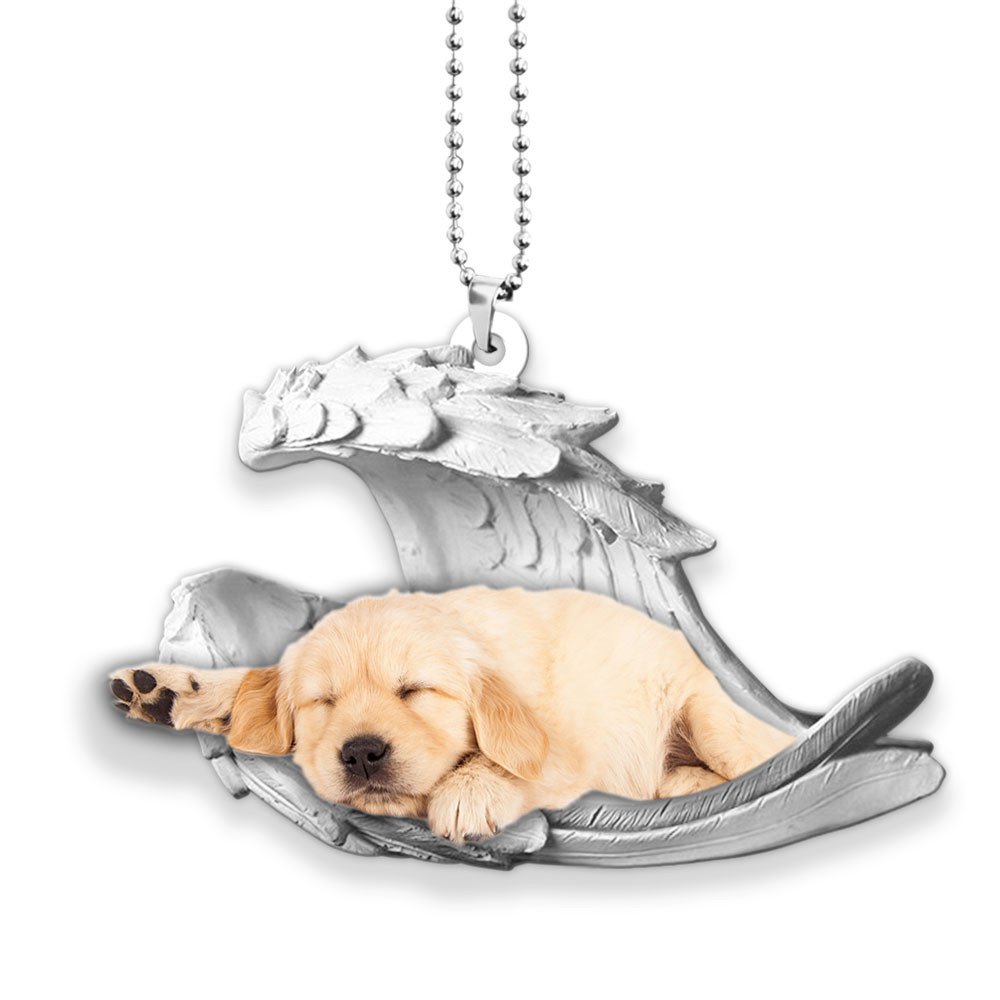 Ornaments- Golden Retrievern- Sleeping Angel-Two Sided Ornament, Dog Ornaments, Car Ornament - Best gifts your whole family