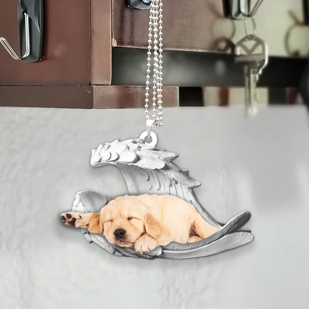 Ornaments- Golden Retrievern- Sleeping Angel-Two Sided Ornament, Dog Ornaments, Car Ornament - Best gifts your whole family