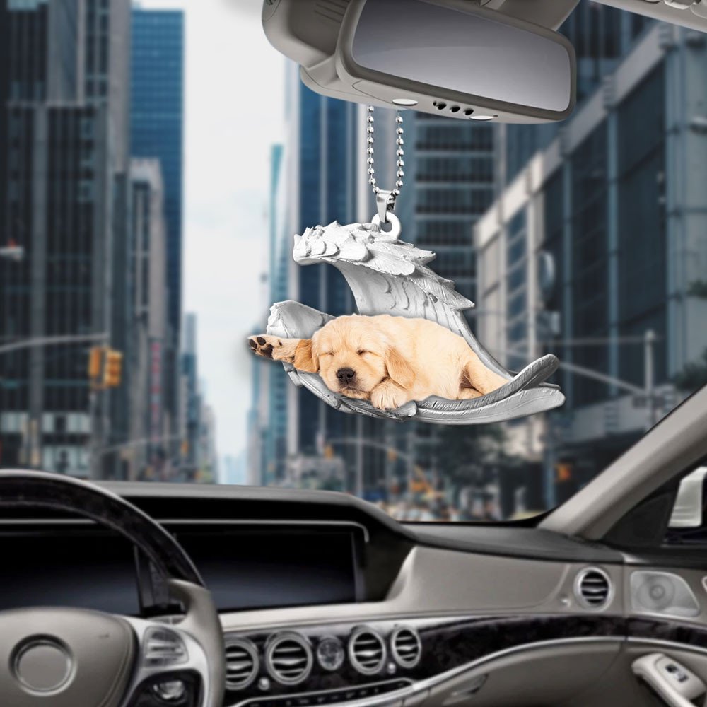 Ornaments- Golden Retrievern- Sleeping Angel-Two Sided Ornament, Dog Ornaments, Car Ornament - Best gifts your whole family