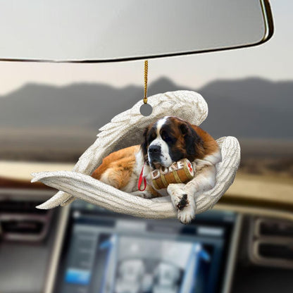 Ornaments- St Bernard sleeping angel St Bernard lovers dog lovers ornament, Dog Ornaments, Car Ornament - Best gifts your whole family