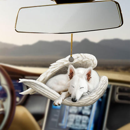 Ornaments- White german shepherd sleeping angel dog moms ornament, Dog Ornaments, Car Ornament - Best gifts your whole family