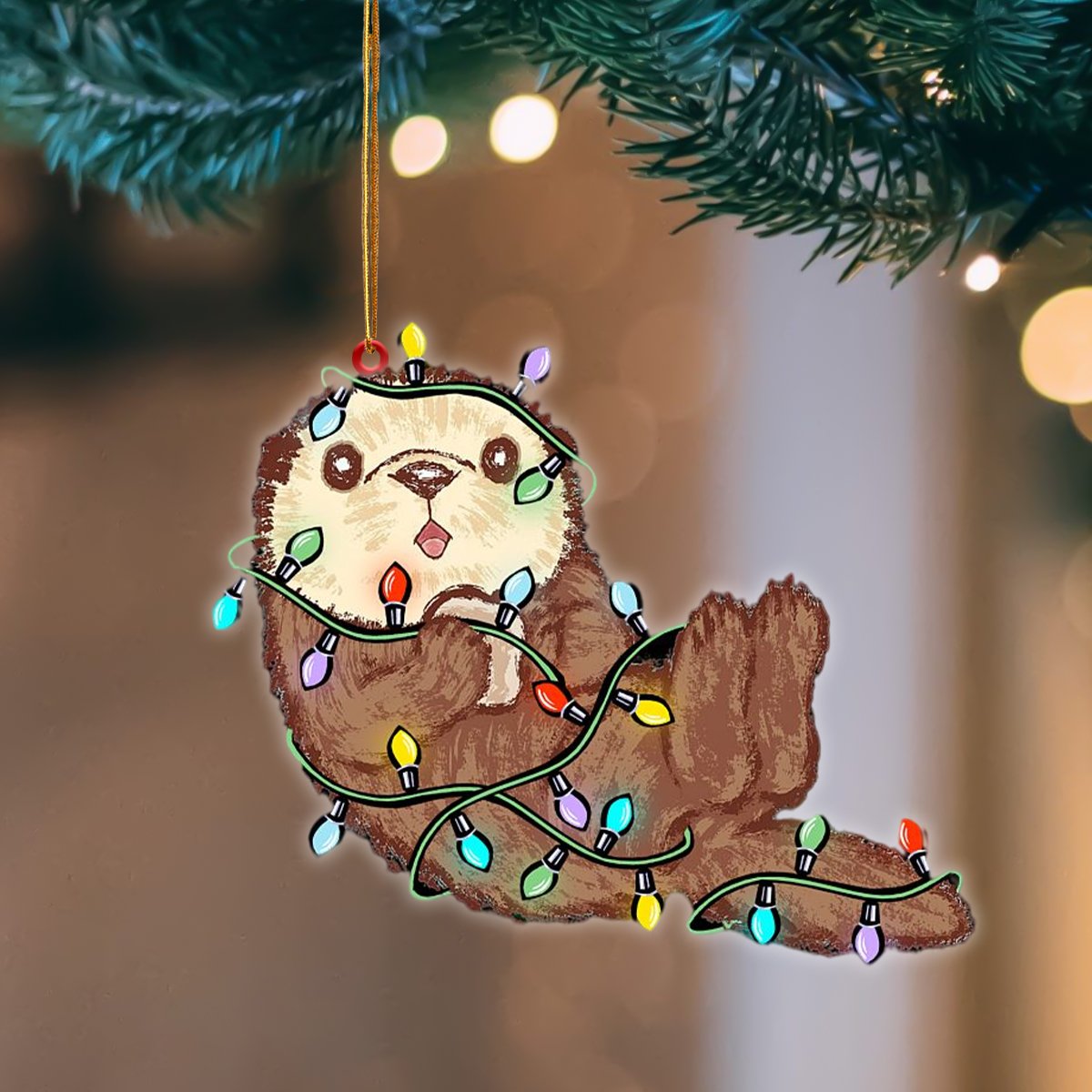 Otter Christmas Light Hanging Ornament Christmas Tree Ornament Godmerc - Best gifts your whole family