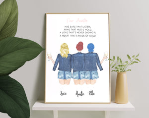 Personalized Picture Personalised Gift For Auntie, Unique Customised Print For Niece, Personal Gift For Her, Birthday Print, Gift For Niece, Niece and Auntie Print, Aunty And Niece Gift