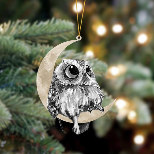 Owl Sits On The Moon Hanging Ornament, Animal Christmas Ornaments - Best gifts your whole family