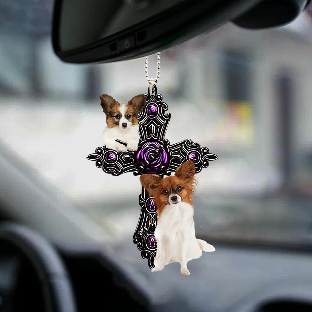 Papillon Pray For God Car Hanging Ornament Dog Pray For God Ornament Godmerc - Best gifts your whole family