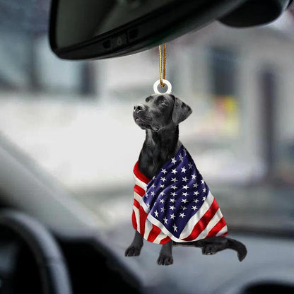 Patriotic Black Labrador Retriever With Mount Rushmore Flag Two Sided Ornament - Best gifts your whole family