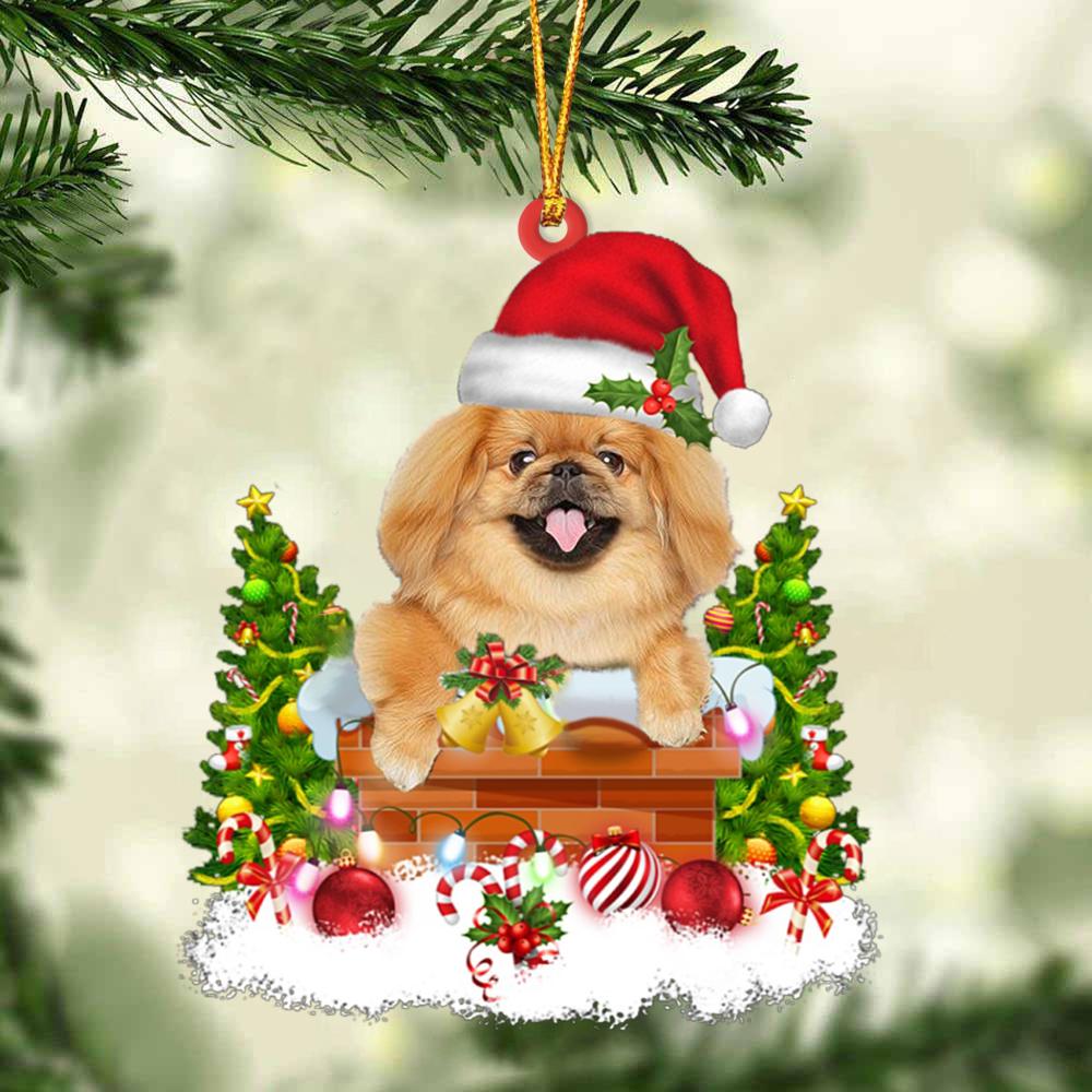 Pekingese In The Chimney Hanging Ornament Dog Christmas Ornament - Best gifts your whole family