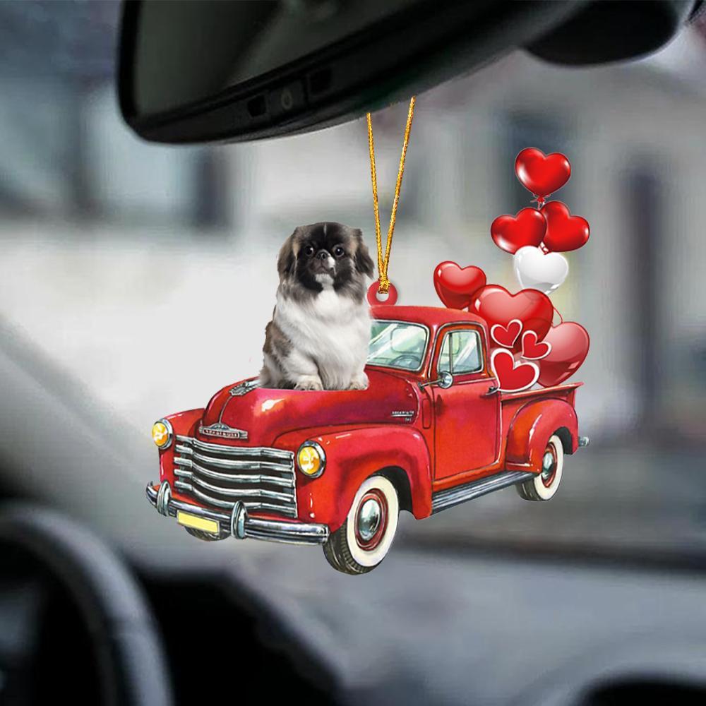 Pekingese-Red Sports Car-Two Sided Ornament - Best gifts your whole family