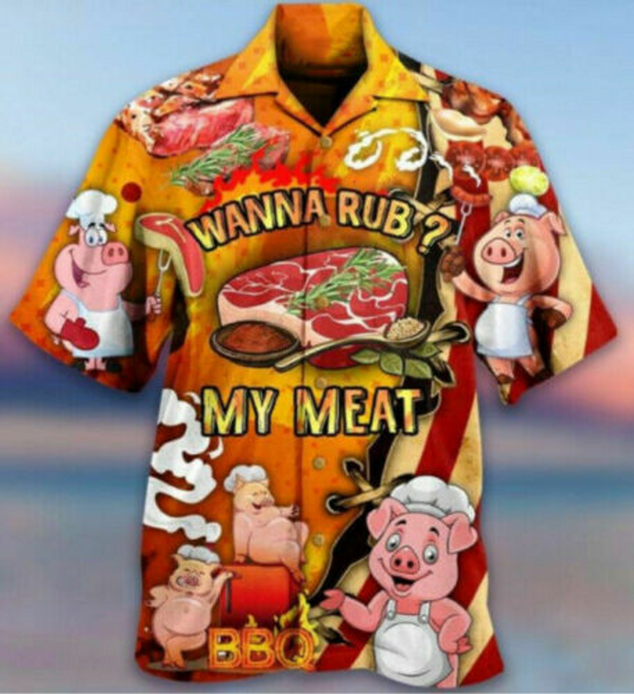 Pig Cute Wanna Rub My Meat Funny Barbecue Hawaiian Shirt,Hawaiian Shirt Gift,Christmas Gift