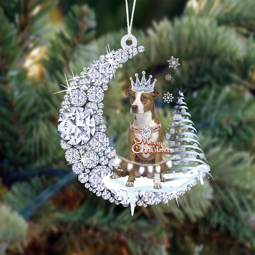Pit Bull Diamond Moon Merry Christmas Ornament Christmas Tree Hanging Ornament - Best gifts your whole family