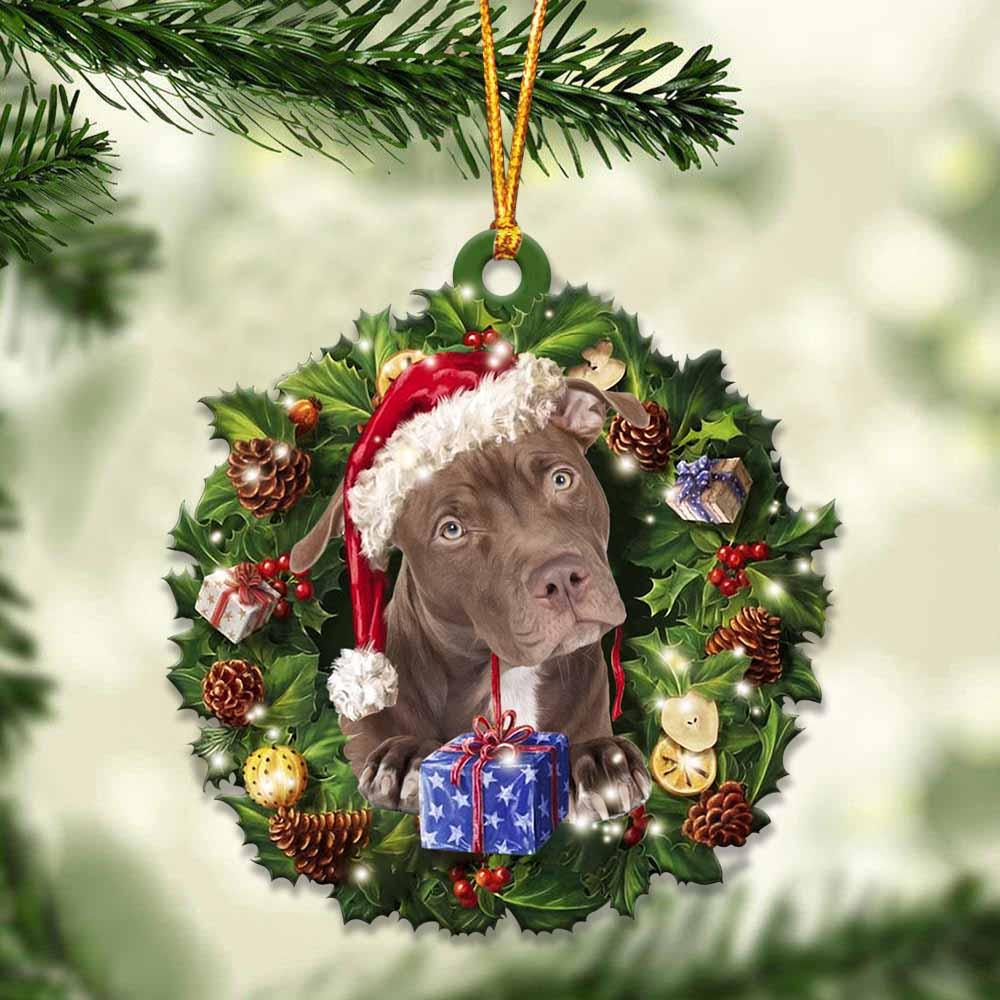 Pitbull and Christmas gift for her gift for him gift for Pitbull lover ornament, Christmas Ornament - Best gifts your whole family