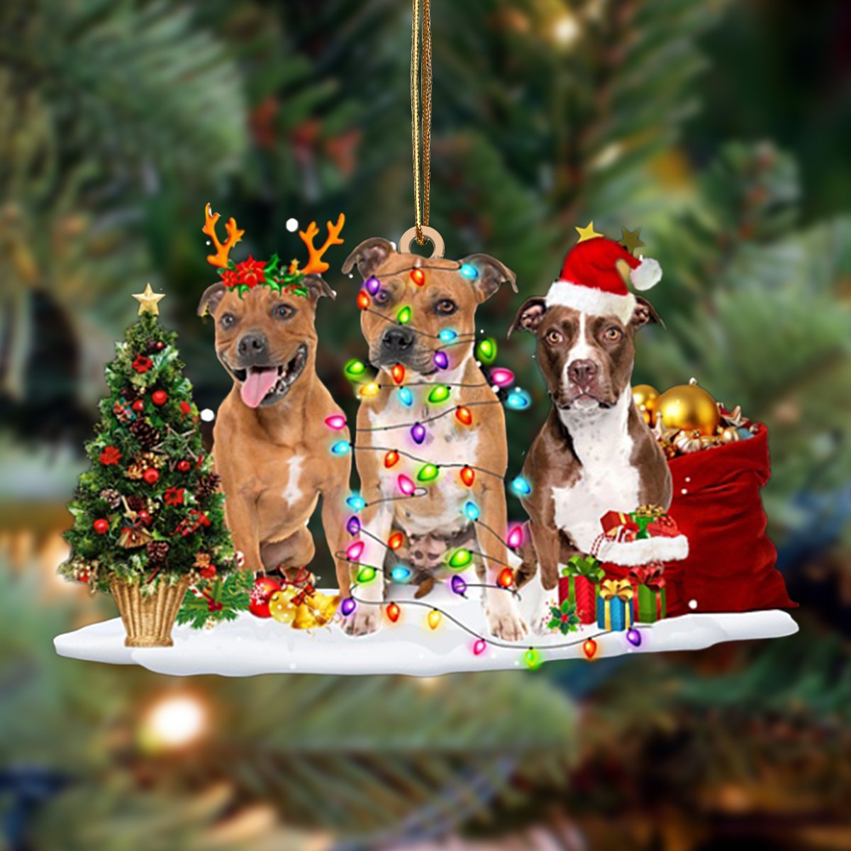 Pitbull-Christmas Dog Friends Hanging Ornament - Best gifts your whole family