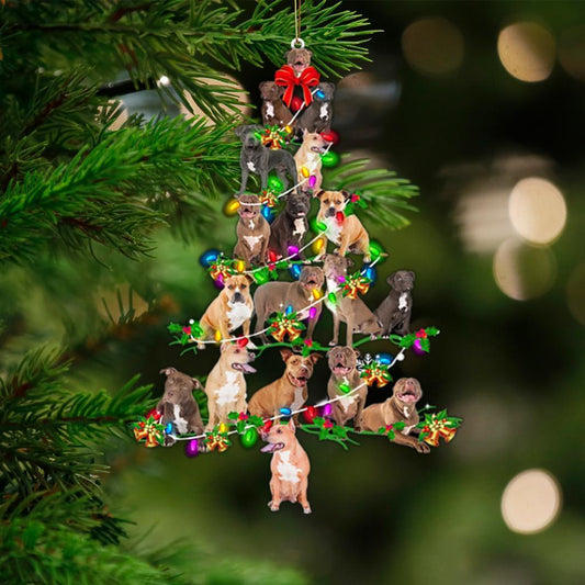 Pitbull-Christmas Tree Lights-Two Sided Ornament - Best gifts your whole family