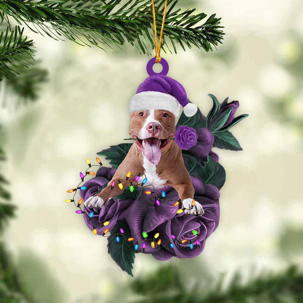 Pitbull In Purple Rose Christmas Ornament Christmas Gift To Dog Lovers - Best gifts your whole family