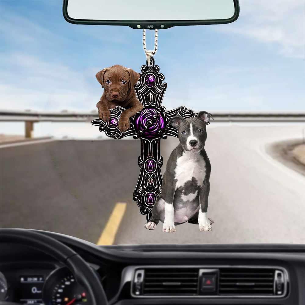Pitbull Pray For God Car Hanging Ornament Dog Pray For God Ornament Godmerc - Best gifts your whole family