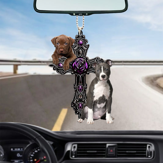Pitbull Pray For God Car Hanging Ornament Dog Pray For God Ornament Godmerc - Best gifts your whole family