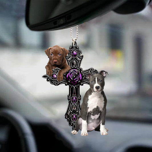 Pitbull Pray For God Car Hanging Ornament Dog Pray For God Ornament Godmerc - Best gifts your whole family