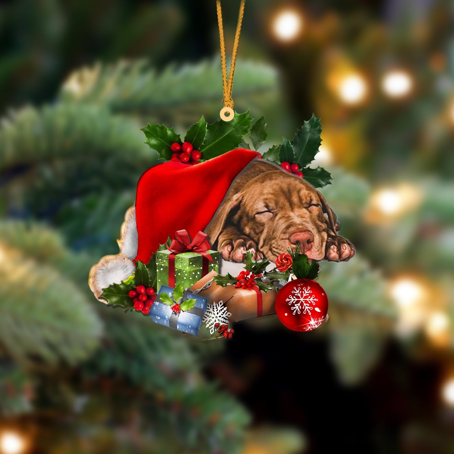 Pitbull-Sleeping In Hat Two Sides Ornament Dog Sleeping Ornament - Best gifts your whole family