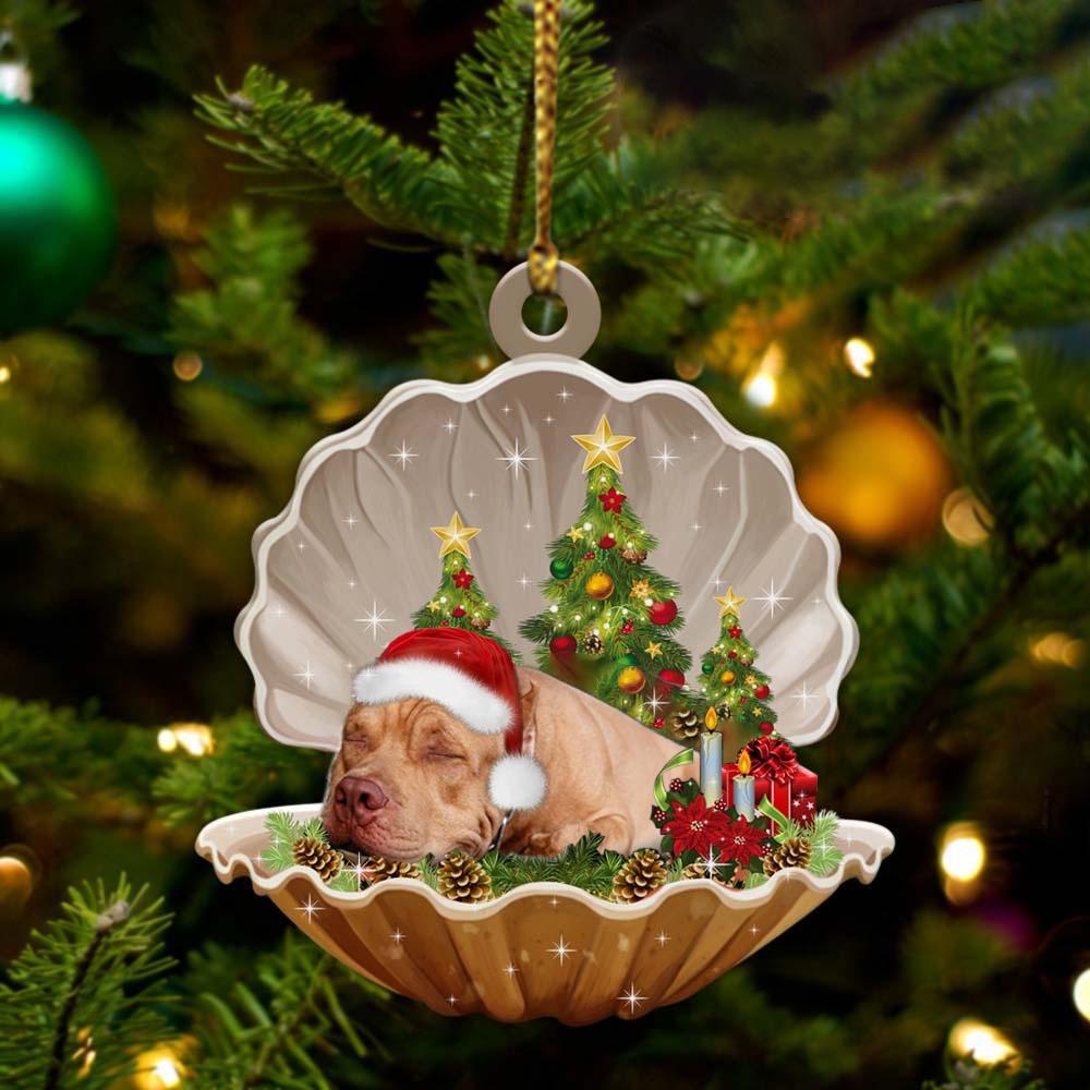 Pitbull-Sleeping Pearl In Christmas Two Sided Ornament - Best gifts your whole family