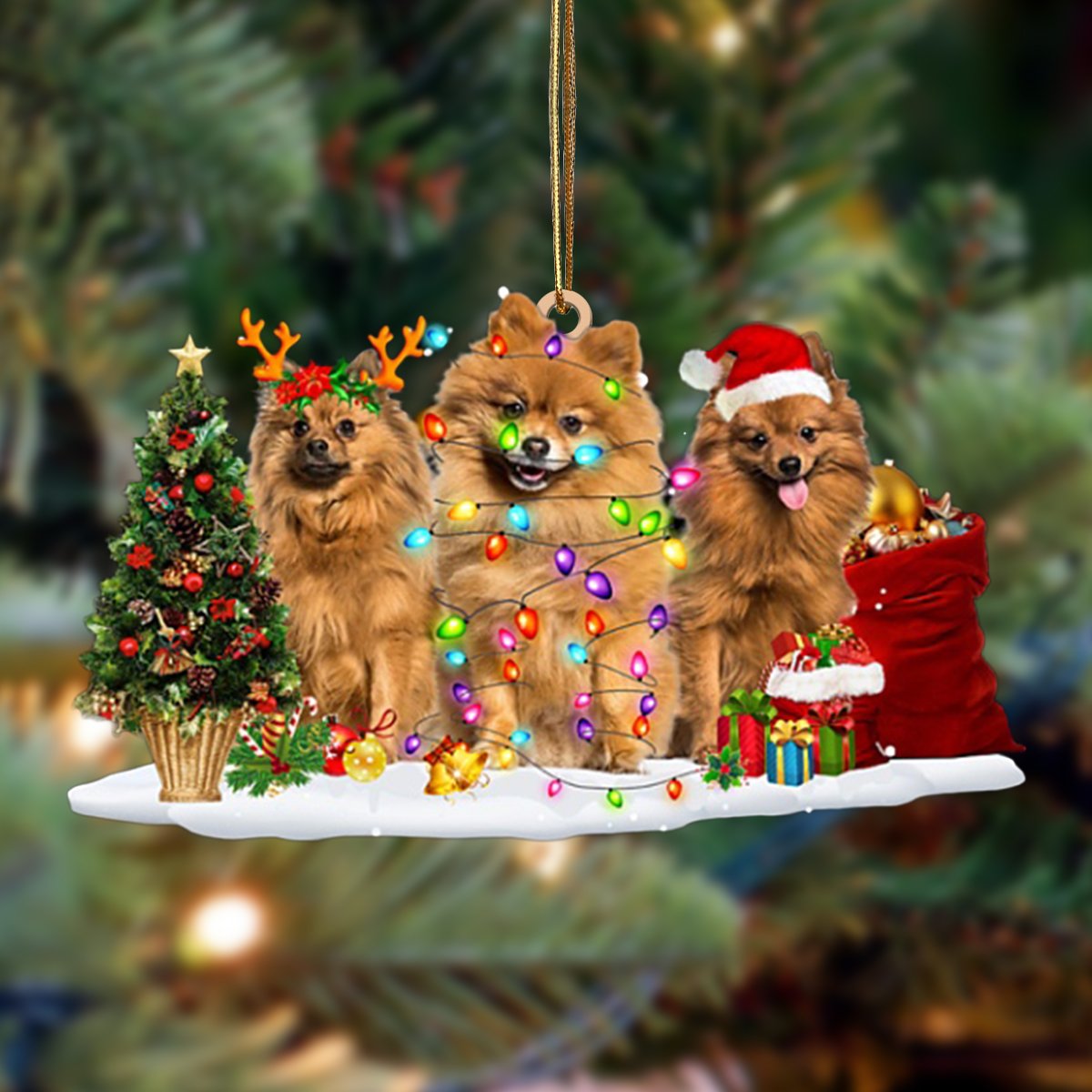 Pomeranian-Christmas Dog Friends Hanging Ornament - Best gifts your whole family