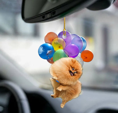 Pomeranian Dog Fly With Bubbles Car Hanging Ornament Dog Ornament Godmerc - Best gifts your whole family