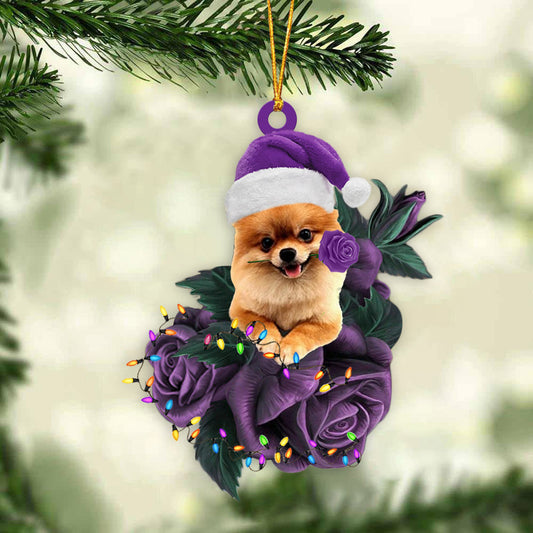 Pomeranian In Purple Rose Christmas Ornament Christmas Gift To Dog Lover - Best gifts your whole family