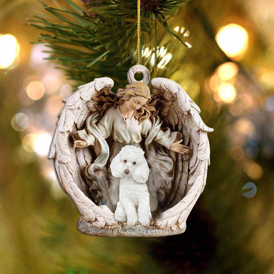 Poodle (1)-Angel Hug Winter Love Two Sided Ornament - Best gifts your whole family