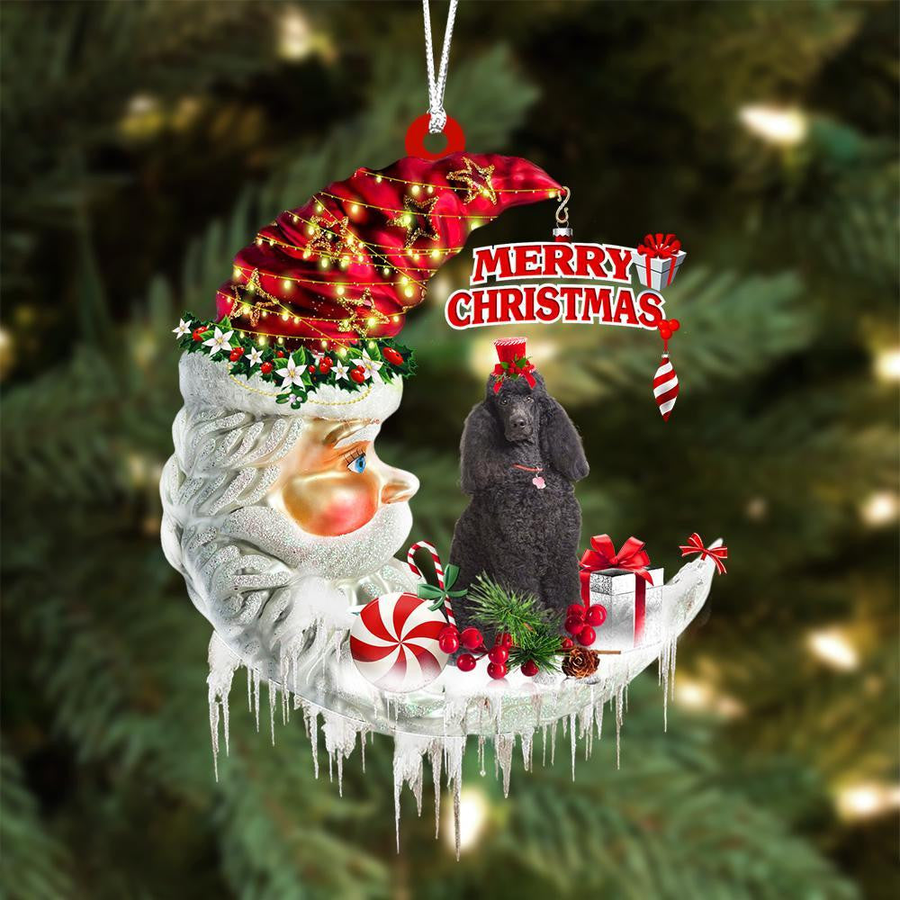 Poodle On The Moon Merry Christmas Hanging Ornament - Best gifts your whole family
