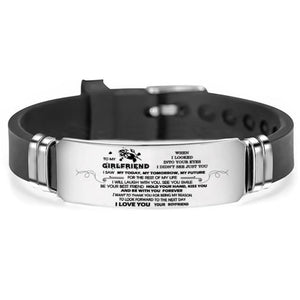 To My Girlfriend - I Love You Engraved Bracelet