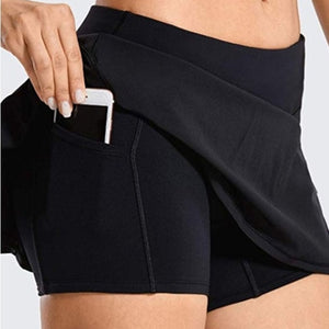 Women Yoga Skirts Shorts Sports Running Tennis Seamless Solid Breathable Shorts Fitness Workout Gym Elastics Quick Dry Skirts