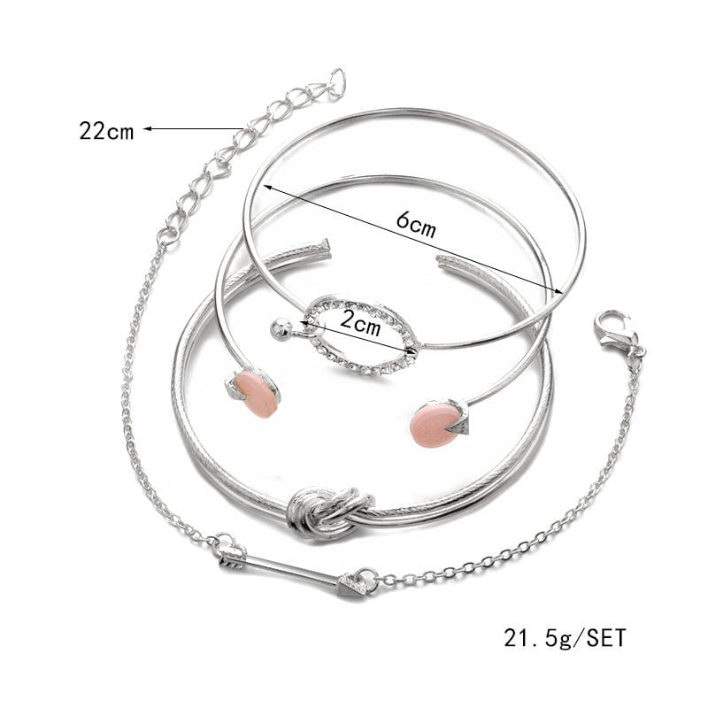 Arrow Knot Round Crystal Gem Friendship Bracelet Set (4 pcs/set)