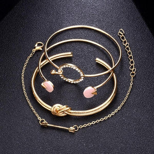 Arrow Knot Round Crystal Gem Friendship Bracelet Set (4 pcs/set)