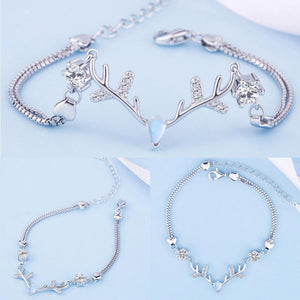 Moonstone Antlers Deer Head Charm Bracelet