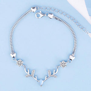 Moonstone Antlers Deer Head Charm Bracelet