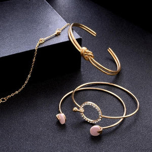 Arrow Knot Round Crystal Gem Friendship Bracelet Set (4 pcs/set)