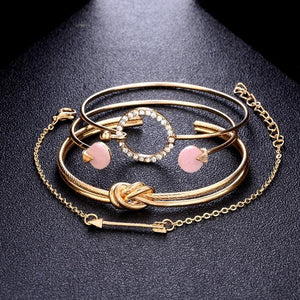 Arrow Knot Round Crystal Gem Friendship Bracelet Set (4 pcs/set)