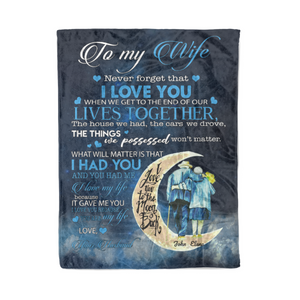 To my wife I love you because you are my life personalized fleece blanket gifts customized Christmas family gift idea