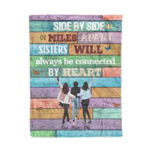 Sisters will always be connected by heart personalized fleece blanket customized Christmas family gift idea