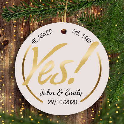 He asked she said yes PERSONALIZED married couple Christmas ornament - Merry Christmas home decoration unique family gift idea for couple