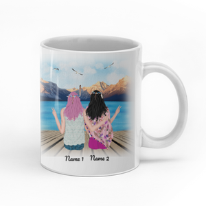 Side By Side Or Miles Apart We Are Sisters Connected By Heart personalized coffee mugs gifts custom christmas mugs