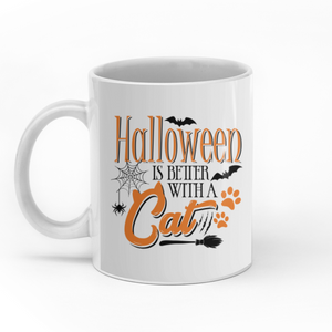 Halloween is better with a cat custom christmas mug