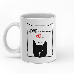 Home is where the cat is funny custom christmas mugs