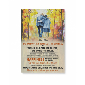 So today my world smiles personalized couple autumn 11oz Matte Canvas