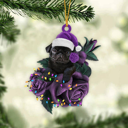 Pug In Purple Rose Christmas Ornament Christmas Gift To Dog Lover - Best gifts your whole family