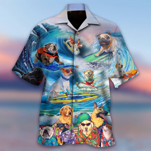 Puppies Surfing By The Beach Hawaiian Shirt | For Men & Women | Adult | HW3938