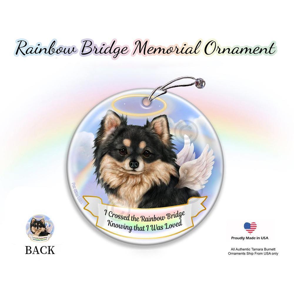 Rainbow Bridge Memorial-Chihuahua LH Black & Tan Porcelain Hanging Ornament - Best gifts your whole family