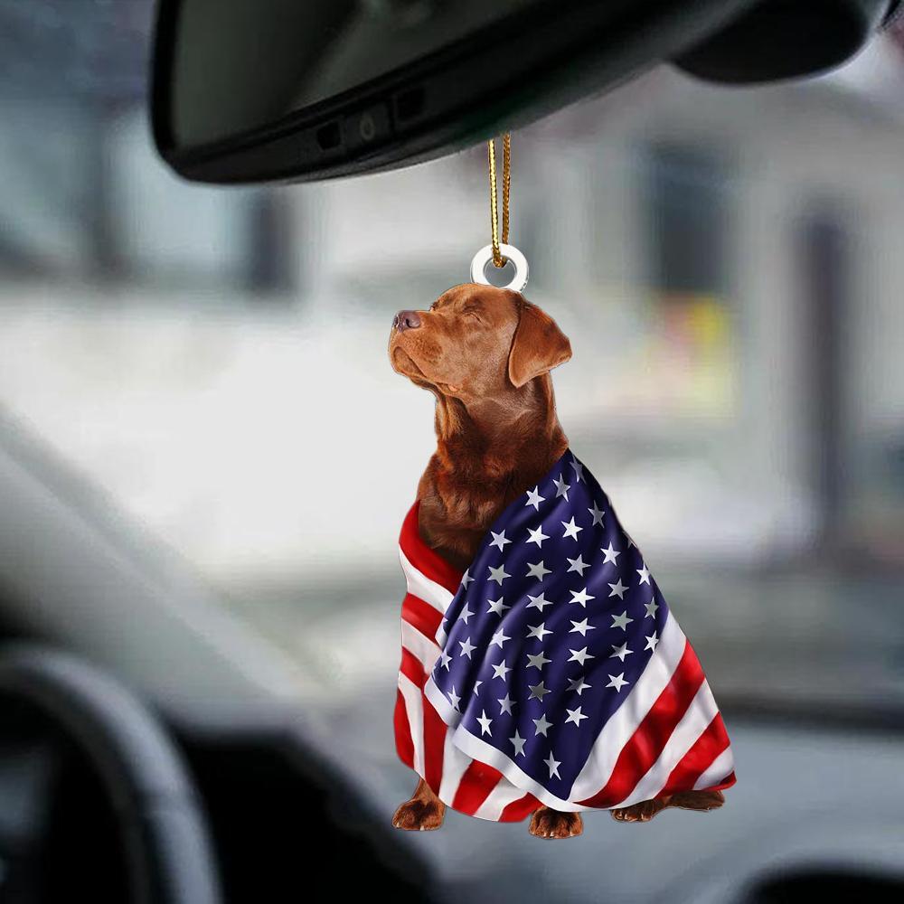 Red Fox Labrador American Patriot Flag Two Sided Ornament - Best gifts your whole family