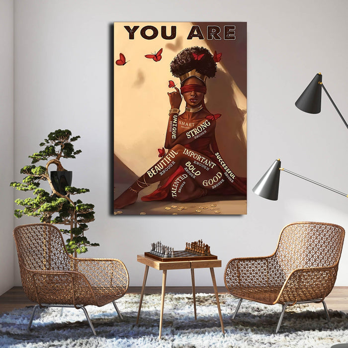 You are strong, beautiful, important, unique Wall-art Canvas, Gift for Her Canvas, Birthday Gift